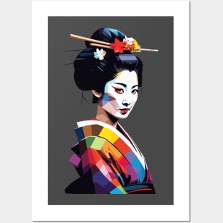 Japanese Geisha WPAP Pop Art Design Posters and Art